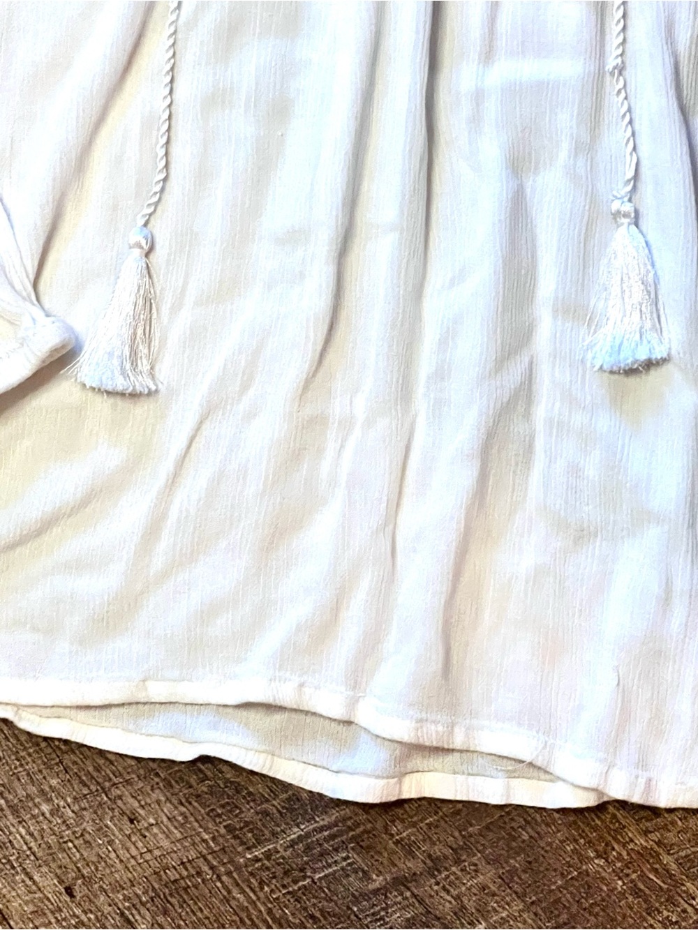 Lascana Venus White Eyelet Boho Tassel Blouse Long Sleeve Women’s L - Picture 4 of 11